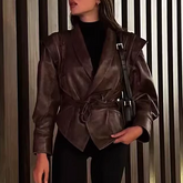 Lace Up Leather Jacket