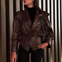 Lace Up Leather Jacket