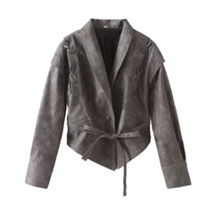 Lace Up Leather Jacket