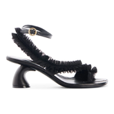 Ruffled Sculptured Heel Sandals