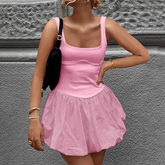 Flounced Hem Mini Dress