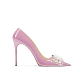 Pearl Bow Mid Heel Pumps - 8cm