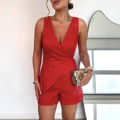 V Neck Tank Top And Mini Shorts