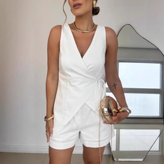 V Neck Tank Top And Mini Shorts