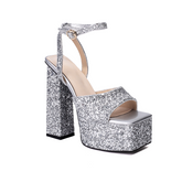 Ankle Strap Block Heel Platform Sandals