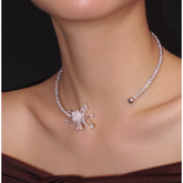 Diamante Flower Choker
