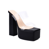 PVC Platform Mules Sandals