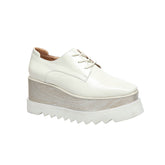 Lace Up Leather Oxford Platform Sneakers