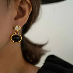 Diamante And Gem Earrings - Pair