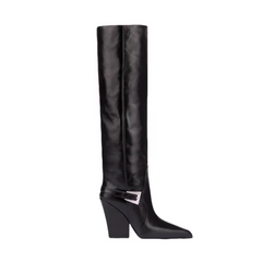 Buckled Block Heel Knee High Boots