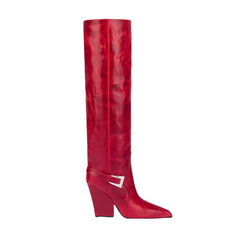 Buckled Block Heel Knee High Boots
