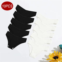 10PCS/Set Classic Black/White/Gray Cotton Panties
