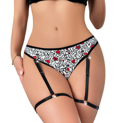 1pcs Black Bow Decor Print Sexy Women g-string Sexy lingerie