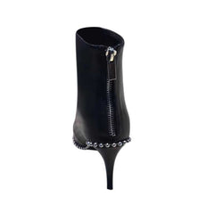 Twin Zip Studded Leather Ankle Boots - 9cm
