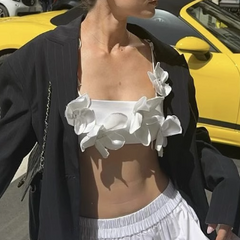 Flower Embellished Cropped Cami Top