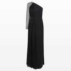 Asymmetric Sleeves Evening Dress Gown