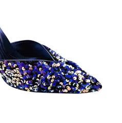 Sequinned Lace Up Mid Heel Sandals