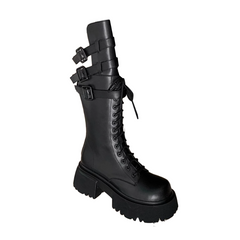 Buckled Lace Up Ankle Boots