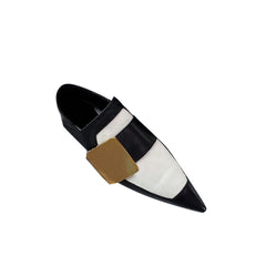 Metal Embellished Leather Flat Loafers