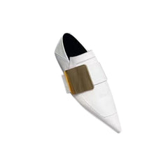 Metal Embellished Leather Flat Loafers