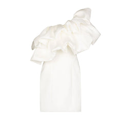 Ruffled Off Shoulder Mini Evening Dress