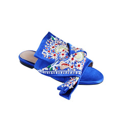 Embroidery Knotted Leather Slipper Slides