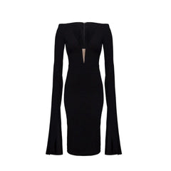 Deep V Cape Evening Dress Gown
