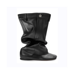 Wedged Heel Leather Ankle Boots