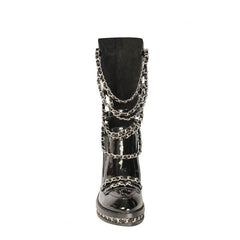 Chain Embellished Biker Ankle Boots