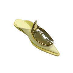 Metal Embellished Flat Slippers Slides