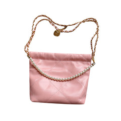 Chain And Pearl Quilted Cross Body Bag
