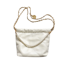 Chain And Pearl Quilted Cross Body Bag