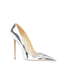 Diamante Bow Mid Heel Pumps - 8cm