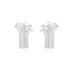 Star And Diamante Fringed Earrings - Pair