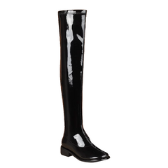Patent Leather Flat Knee High Boots