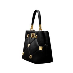 Studded Quilted Leather Tote Bag