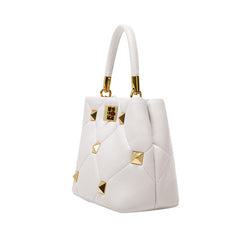 Studded Quilted Leather Tote Bag