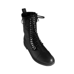 Lace Up Chain Ankle Boots