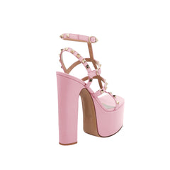 Studded Block Heel Platform Sandals