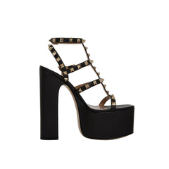 Studded Block Heel Platform Sandals