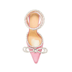 Diamante Bow Ankle Strap Platform Sandals