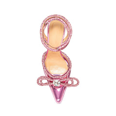 Diamante Bow Ankle Strap Platform Sandals