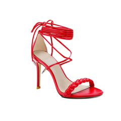 Braided Lace Up High Heel Sandals - 10cm