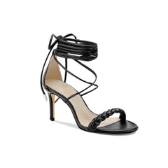 Braided Lace Up Mid Heel Sandals - 6cm