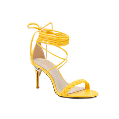 Braided Lace Up Mid Heel Sandals - 6cm