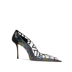 Diamante PVC Mid Heel Pumps - 6cm