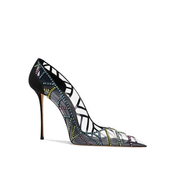 Diamante PVC Mid Heel Pumps - 8cm