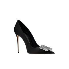Diamante Bucked Mid Heel Pumps - 8cm