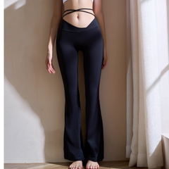 Yoga Pilates Lace Up Flared Fitted Stretch Legging