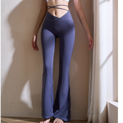 Yoga Pilates Lace Up Flared Fitted Stretch Legging